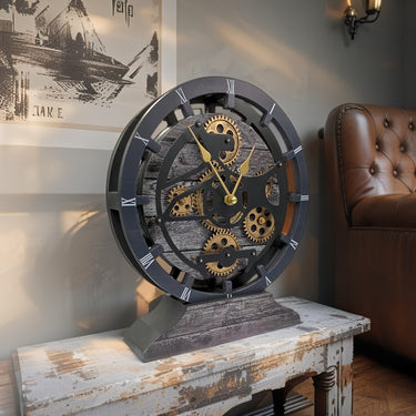 CANADA LINE DESK CLOCK ROUND (HYBRID WALL) 10 INCH CARBON GREY