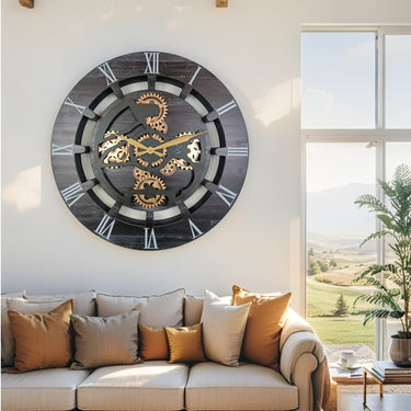 CANADA LINE WALL CLOCK ROUND 24 INCH VINTAGE BLACK