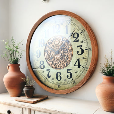 FINLAND LINE WALL CLOCK ROUND 32 INCH "OULU" BROWN-WHITE