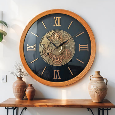 FINLAND LINE WALL CLOCK ROUND 28 INCH "LAHTI" BROWN-BLACK