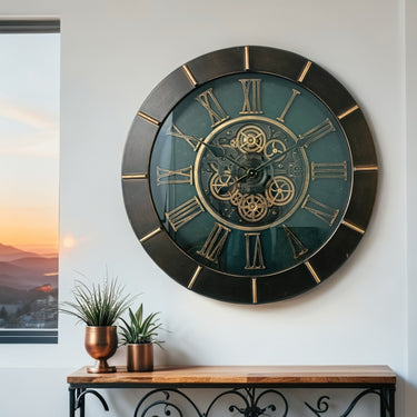 AUSTRIA LINE WALL CLOCK ROUND 32 INCH "INNSBRUCK" DARK-BROWN