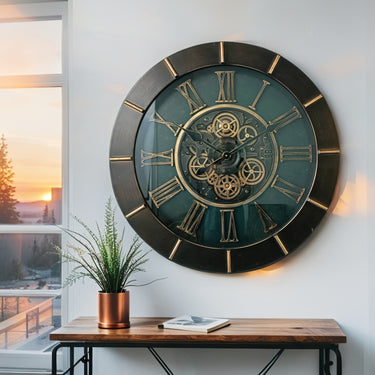 AUSTRIA LINE WALL CLOCK ROUND 32 INCH "INNSBRUCK" DARK-BROWN