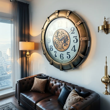 GERMANY LINE WALL CLOCK ROUND 32 INCH "STUTTGART" SILVER-WHITE