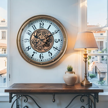 MONACO LINE WALL CLOCK ROUND 26 INCH "LA CONDAMINE" BRASS-WHITE