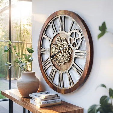 AMERICA LINE WALL CLOCK ROUND 36 INCH VINTAGE BROWN