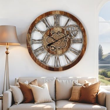 AMERICA LINE WALL CLOCK ROUND 36 INCH VINTAGE BROWN