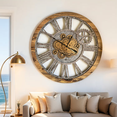 AMERICA LINE WALL CLOCK ROUND 36 INCH WOOD & STONE