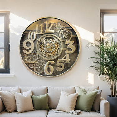 MONACO LINE WALL CLOCK ROUND 40 INCH "FONTVIELLE" BRONZE-BRASS