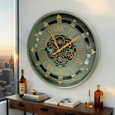 BELGIUM LINE WALL CLOCK ROUND 26 INCH GREEN