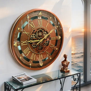 BELGIUM LINE WALL CLOCK ROUND 26 INCH BROWN