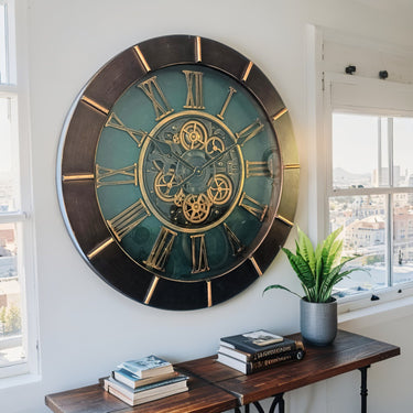 AUSTRIA LINE WALL CLOCK ROUND 24 INCH "LINZ" DARK-BROWN