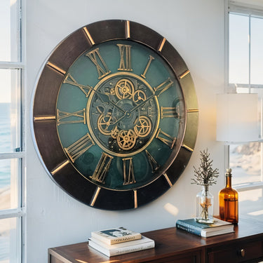 AUSTRIA LINE WALL CLOCK ROUND 24 INCH "LINZ" DARK-BROWN