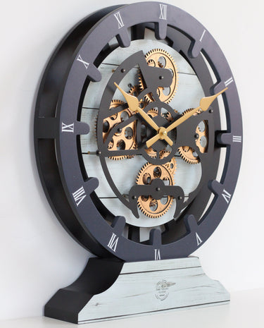 CANADA LINE MANTEL CLOCK ROUND (HYBRID WALL) 16 INCH WHITE FARMHOUSE