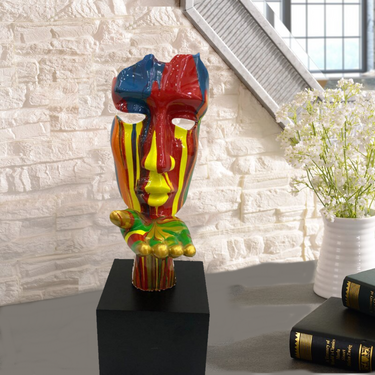 RÉSINE SCULPTURE VISAGE HUMAIN ABSTRAIT