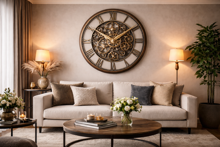 Room With Clock How to Choose the Right Wall Clock for Your Living Room – The Gears Clock