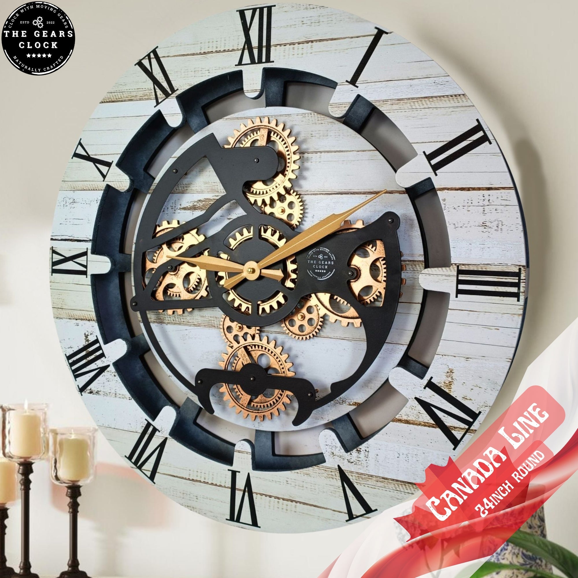 Desk Clock Convertible into a Wall Clock 10 inches w/moving Gears – The ...