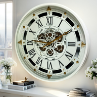 BELGIUM LINE WALL CLOCK ROUND 26 INCH WHITE