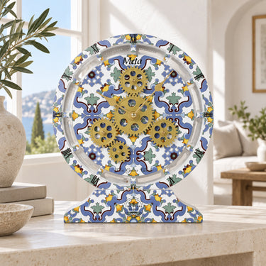 HORLOGE DE BUREAU/MURALE CONVERTIBLE AVEC VRAIS ENGRENAGES MOBILES 10 POUCES VERT AQUA