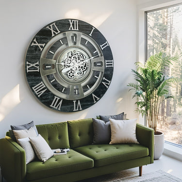 ENGLAND LINE WALL CLOCK ROUND 24 INCH VINTAGE BLACK