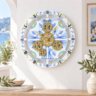 HORLOGE DE BUREAU/MURALE CONVERTIBLE AVEC VRAIS ENGRENAGES MOBILES 10 POUCES VERT AQUA