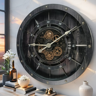 FRANCE LINE WALL CLOCK ROUND 32 INCH VINTAGE BLACK