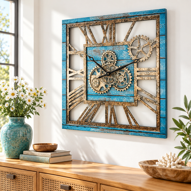 AMERICA LINE WALL CLOCK SQUARE 24 INCH OCEAN BLUE