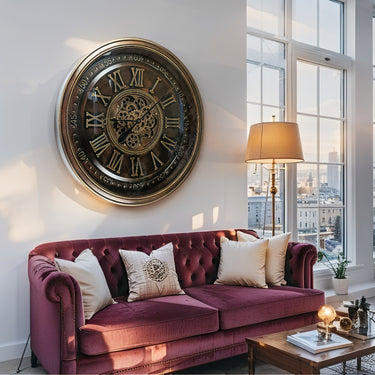 IRELAND LINE WALL CLOCK ROUND 32 INCH "DUBLIN" BRONZE-ANTIQUE