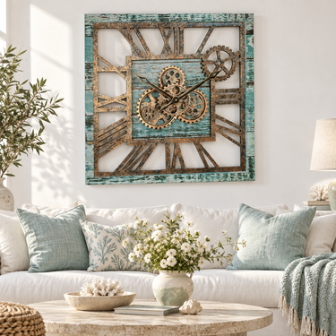 AMERICA LINE WALL CLOCK SQUARE 24 INCH AQUA GREEN