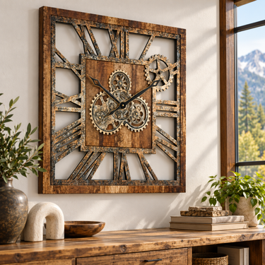 AMERICA LINE WALL CLOCK SQUARE 24 INCH VINTAGE BROWN