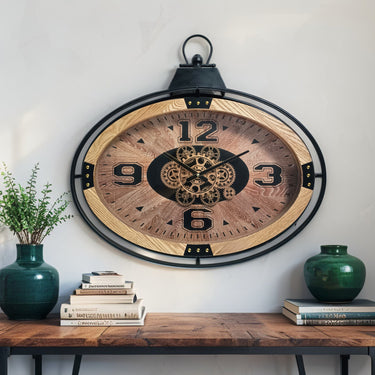 FINLAND LINE WALL CLOCK OVAL 26 INCH "ESPOO" WOOD-BLACK