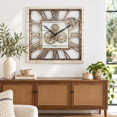 AMERICA LINE WALL CLOCK SQUARE 24 INCH WHITE FARMHOUSE