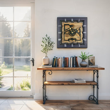 CANADA LINE DESK CLOCK SQUARE (HYBRID WALL) 10 INCH VINTAGE BROWN