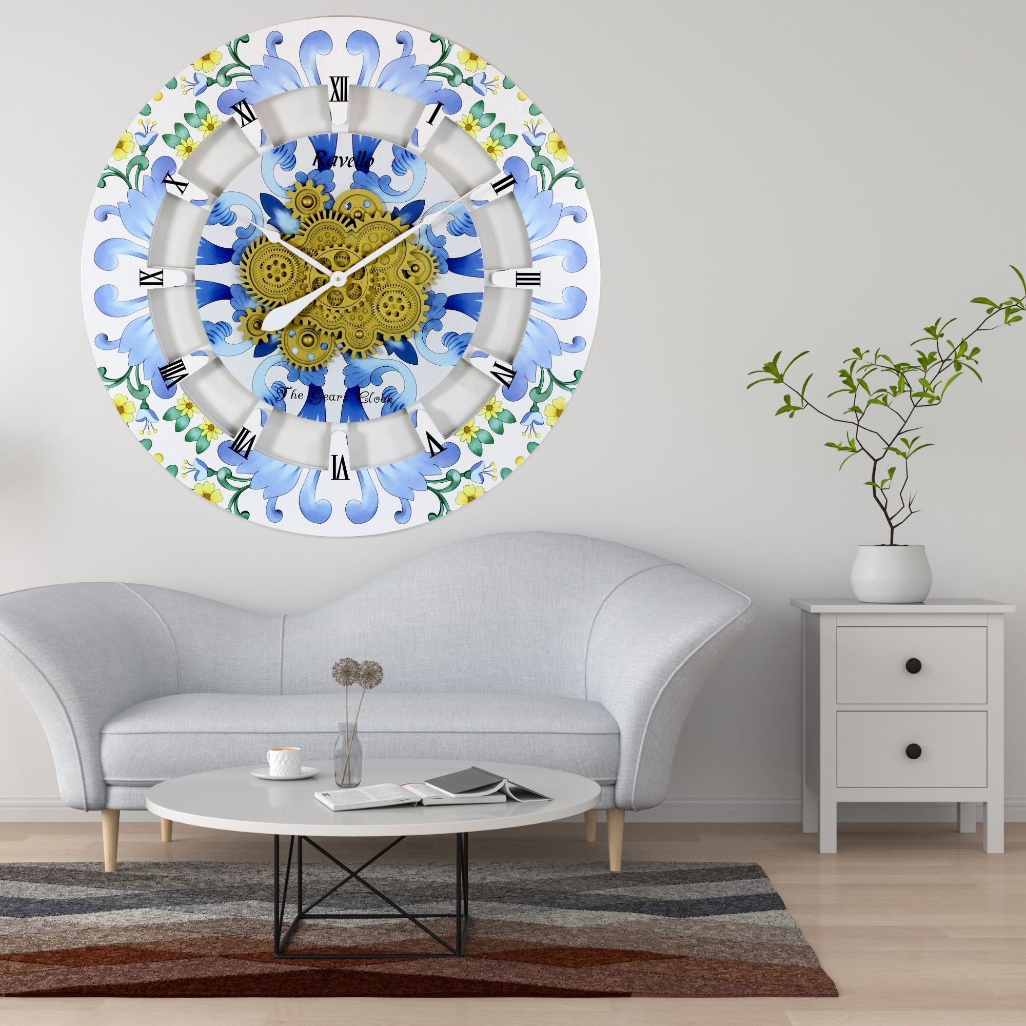 ITALY LINE WALL CLOCK 36 INCH ROUND RAVELLO – The Gears Clock