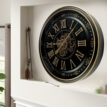 IRELAND LINE WALL CLOCK ROUND 32 INCH "GALWAY" BLACK-ANTIQUE