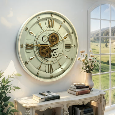 IRELAND LINE WALL CLOCK ROUND 24 INCH "LIMERICK" BRASS-LIGHT
