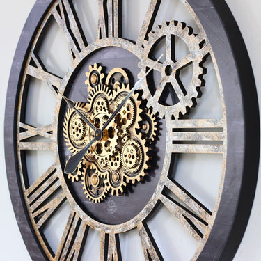 Rustic gear clock mechanism Stock Photo