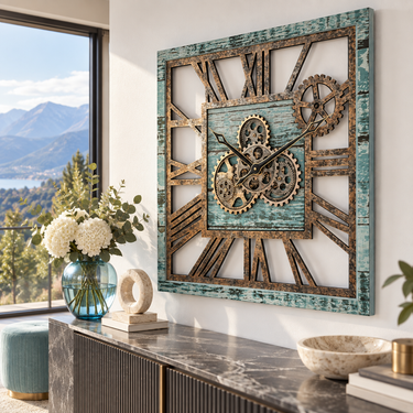 AMERICA LINE WALL CLOCK SQUARE 24 INCH AQUA GREEN