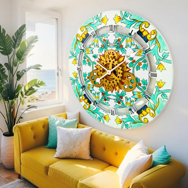 HORLOGE DE BUREAU/MURALE CONVERTIBLE AVEC VRAIS ENGRENAGES MOBILES 10 POUCES VERT AQUA