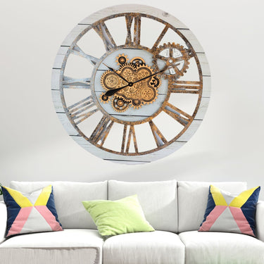 HORLOGE MURALE AVEC VRAIS ENGRENAGES MOBILES 36 POUCES BEIGE DU DESERT