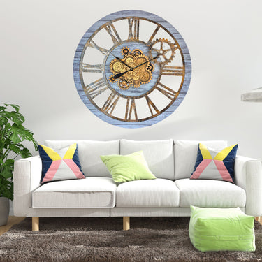 HORLOGE MURALE AVEC VRAIS ENGRENAGES MOBILES 36 POUCES BEIGE DU DESERT