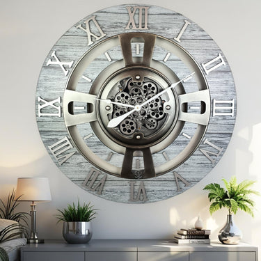 ENGLAND LINE WALL CLOCK ROUND 36 INCH SILVER GREY