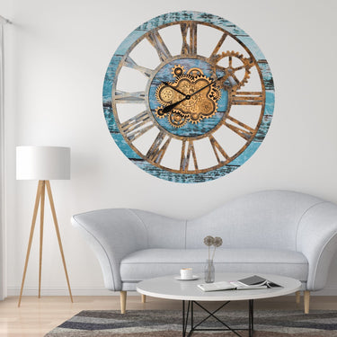 HORLOGE MURALE AVEC VRAIS ENGRENAGES MOBILES 36 POUCES BEIGE DU DESERT