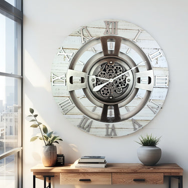 ENGLAND LINE WALL CLOCK ROUND 36 INCH DESERT BEIGE