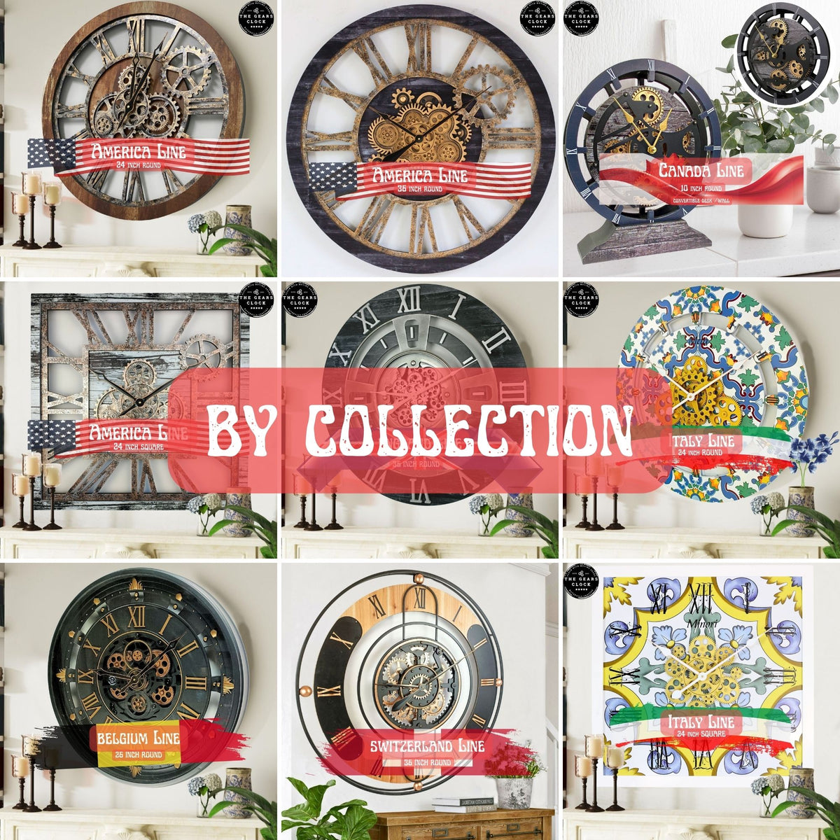 Wall Clock Large, Oversized, Industrial style w/moving gears n.1 USA ...
