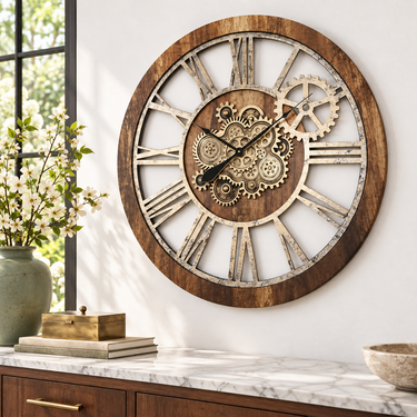 AMERICA LINE WALL CLOCK ROUND 36 INCH VINTAGE BROWN