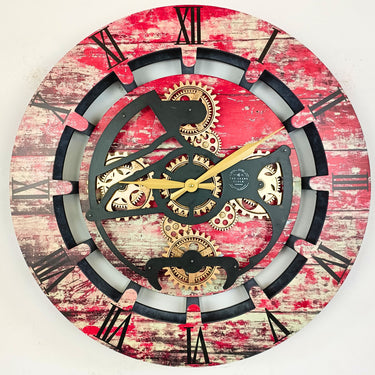 CANADA LINE WALL CLOCK ROUND 24 INCH RED LAVA
