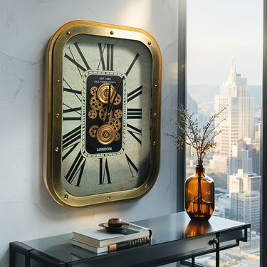 NORWAY LINE WALL CLOCK RECTANGULAR 27 X 19 INCH "TRONDHEIM" SILVER-WHITE