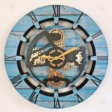 CANADA LINE WALL CLOCK ROUND 24 INCH OCEAN BLUE
