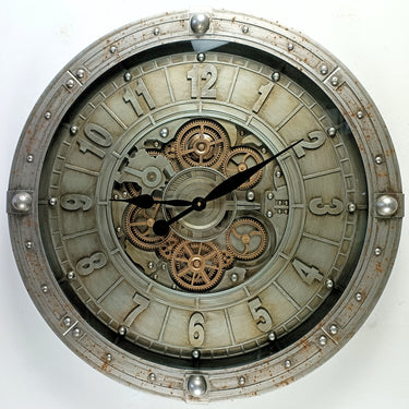 LUXEMBOURG LINE WALL CLOCK ROUND 27 INCH "KIRCHBERG" SILVER-ANTIQUE