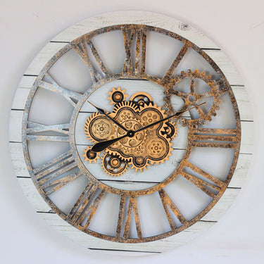 AMERICA LINE WALL CLOCK ROUND 36 INCH WHITE FARMHOUSE